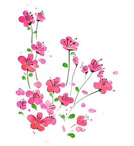 清新紅色花朵元素