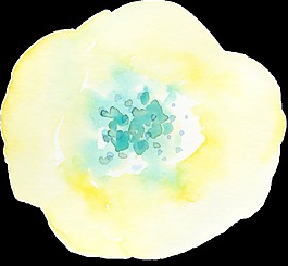 黃色水墨花朵透明素材