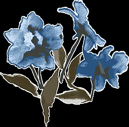 藍(lán)色素雅花卉卡通透明素材