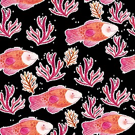 粉色小魚卡通透明素材