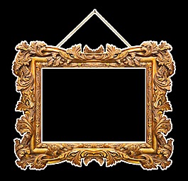 金色邊框卡通透明素材