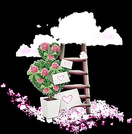 花藝愛心花卉透明素材