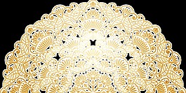 弧形金色花卉透明素材