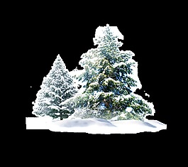 雪地樹林卡通透明素材