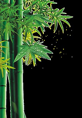 黃綠竹林卡通透明素材