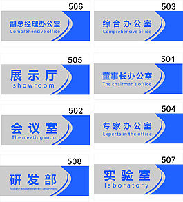 蓝色门牌科室牌会议室门牌模板