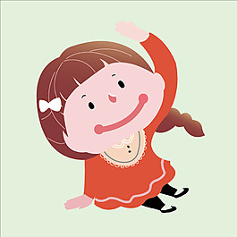 可愛小女孩可愛卡通小女孩紅裙子