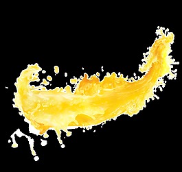 秋日水墨黃色果汁透明素材