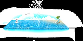 海灘卡通透明素材