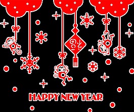 新年紅色喜慶元素透明素材