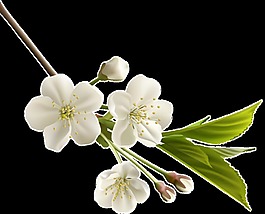 芬芳白色花朵卡通透明素材