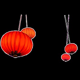 迷紅燈籠卡通透明素材
