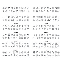 多款黑白線條商業(yè)圖標(biāo)icon