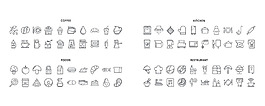多款黑白線條食物餐廳圖標(biāo)icon