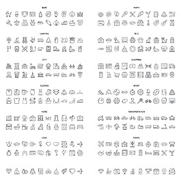 多款黑色線條生活風(fēng)格圖標(biāo)icon