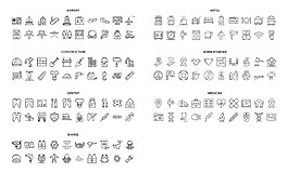 多款黑白線條服務(wù)類圖標(biāo)icon