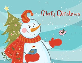 可愛的圣誕節(jié)雪人插畫