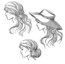 手繪時(shí)尚女生發(fā)型插畫