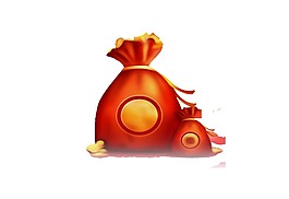手繪福袋金幣元素