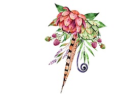 手繪水墨花朵元素