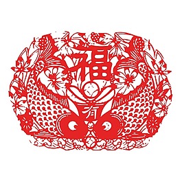 手繪春節(jié)剪紙元素