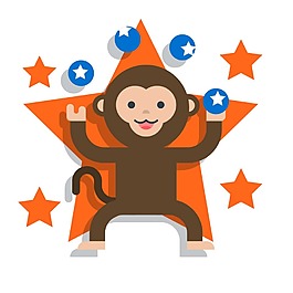卡通五角星小猴子png元素