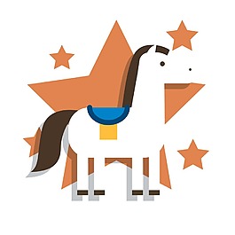 卡通五角星木马png元素