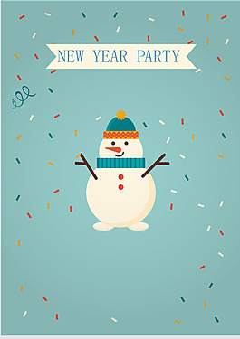 卡通雪人新年party背景素材