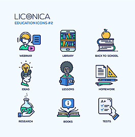 9款現(xiàn)代學校與教育圖標icon