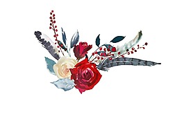 清新紅色花朵元素