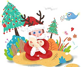 手繪卡通大樹(shù)元素