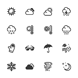 黑色線條冬季圖標icon