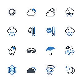 藍色線條冬季圖標icon