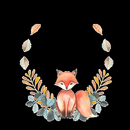 彩繪卡通小狐貍png透明素材