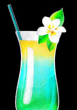 手繪海藍(lán)之謎飲料png透明素材