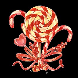 彩繪圣誕棒棒糖png透明素材