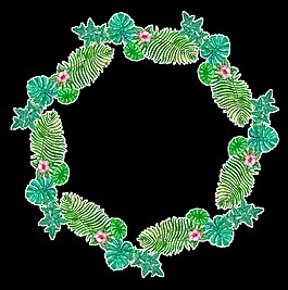 熱帶葉子圓環(huán)png透明素材
