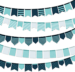 5款藍(lán)色系節(jié)日拉旗矢量素材