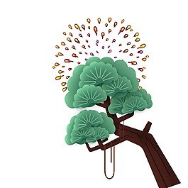 手繪卡通大樹元素
