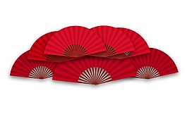 中国风红色折扇元素