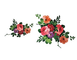 浪漫花朵綠藤元素
