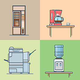 簡約辦公用品插畫