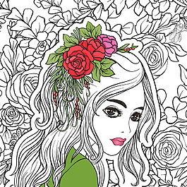 手繪線條人物插畫