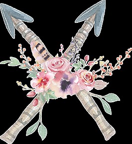 粉花弓箭透明裝飾素材
