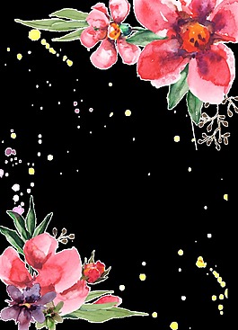 水紅花葉透明裝飾素材