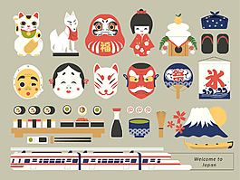 特色日本旅行風情插畫