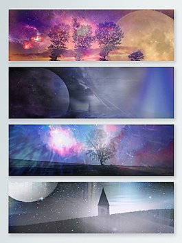 創意星空banner背景金色藍色