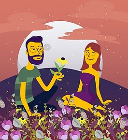 鮮花浪漫矢量素材