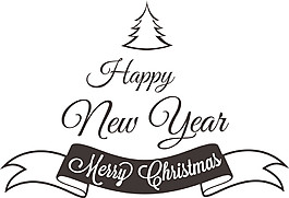 卡通圣誕節(jié)新年快樂飄帶PNG元素