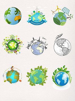 绿色卡通手绘简约地球